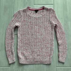 Talbots Open Knit Sweater Petite S 100% Cotton Pink Pullover Crewneck Barbie